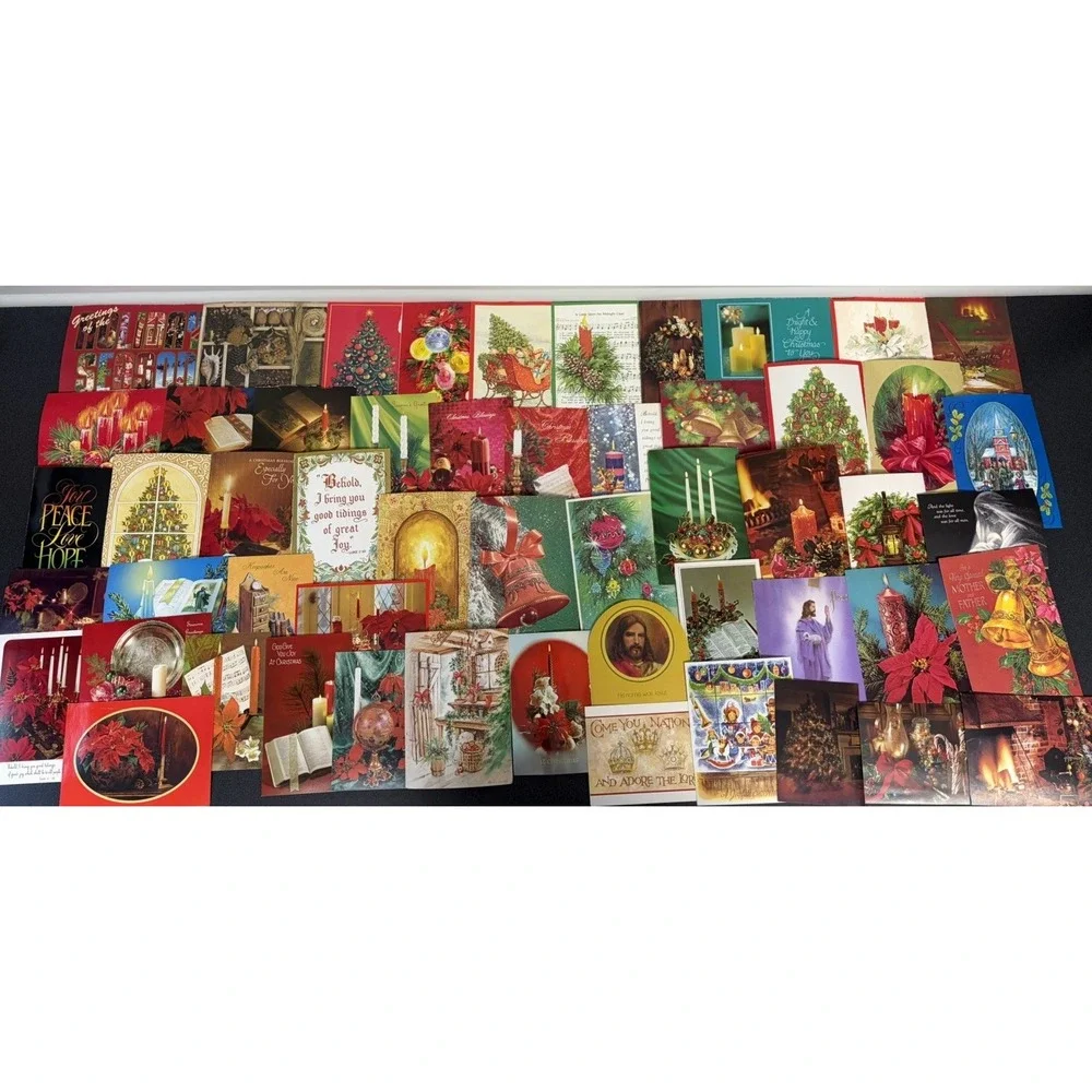Vintage Christmas Cards Fronts ONLY Traditional Scrapbooking Decoupage Lot 50+